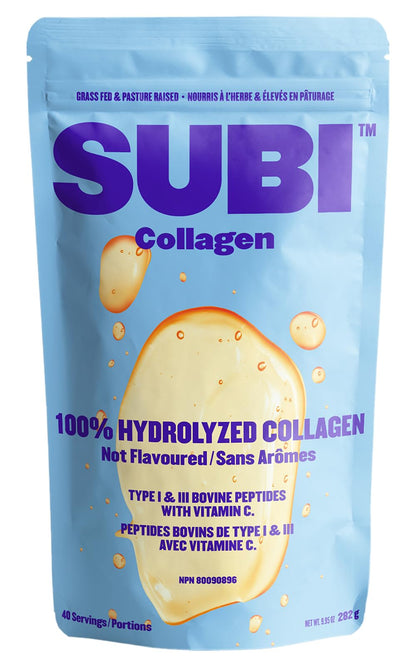 SUBI Hydrolyzed Bovine Collagen - For Healthy Hair, Skin, Nails, Joints -Type 1, 3 Collagen peptides, from Hormone-Free Pasture Raised Cows, Non-GMO - Not Flavoured (40 servings) - Available at All In One Marketplace Canada