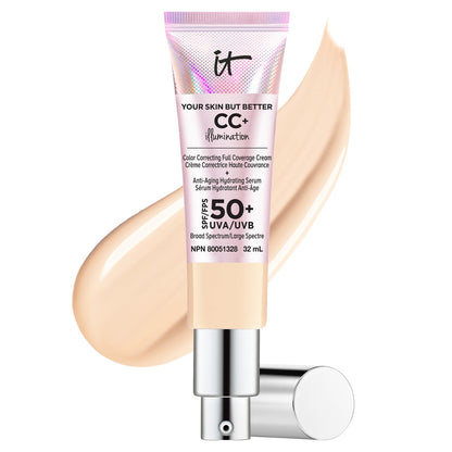 IT Cosmetics Your Skin But Better CC+ Cream Illumination, Light (W) - Color Correcting Cream, Full-Coverage Foundation, Anti-Aging Serum & SPF 50+ Sunscreen - Radiant Finish - 1.08 fl oz IT Cosmetics