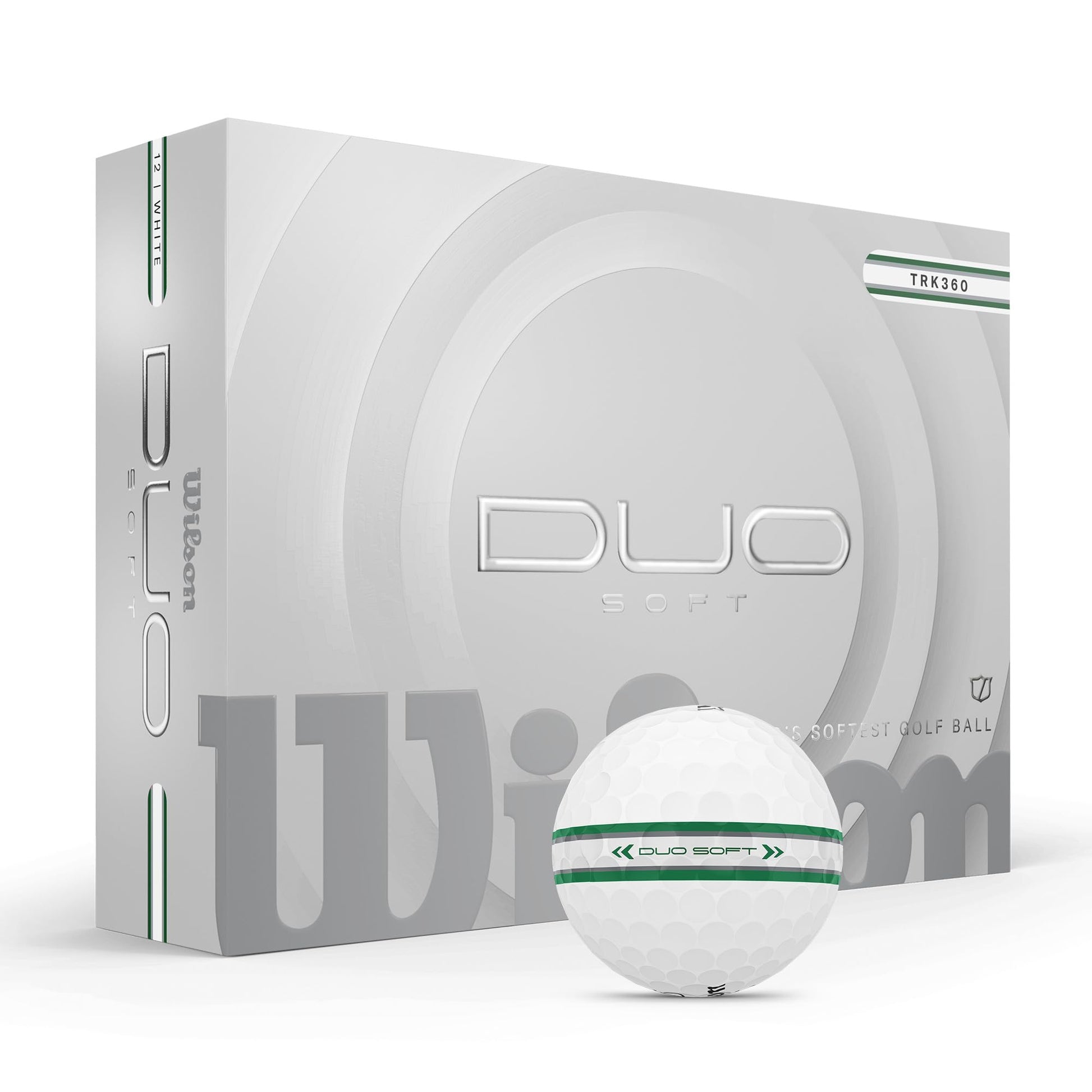 Wilson 2025 Duo Soft TRK360 Golf Balls - Green/Silver Stripe, 12 Balls WILSON