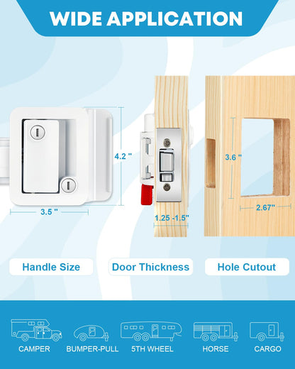 Kohree RV Entry Door Lock Latch Handle with Paddle Deadbolt, Polar White Enclosed Trailer Camper Door Latch with 4 Keys RV Door Lock Replacement -Universal Entrance Security Lock Kit 🍁 All In One Marketplace Canada