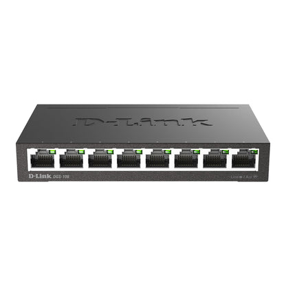 D-Link DGS-108, 8 Port Gigabit Ethernet Switch Unmanaged, Network Splitter, Silent Fanless, Network Hub, Sturdy Metal with Shielded Ports, Compact Desktop/Wall Mount, QoS, Energy Saving, Plug and Play D-Link