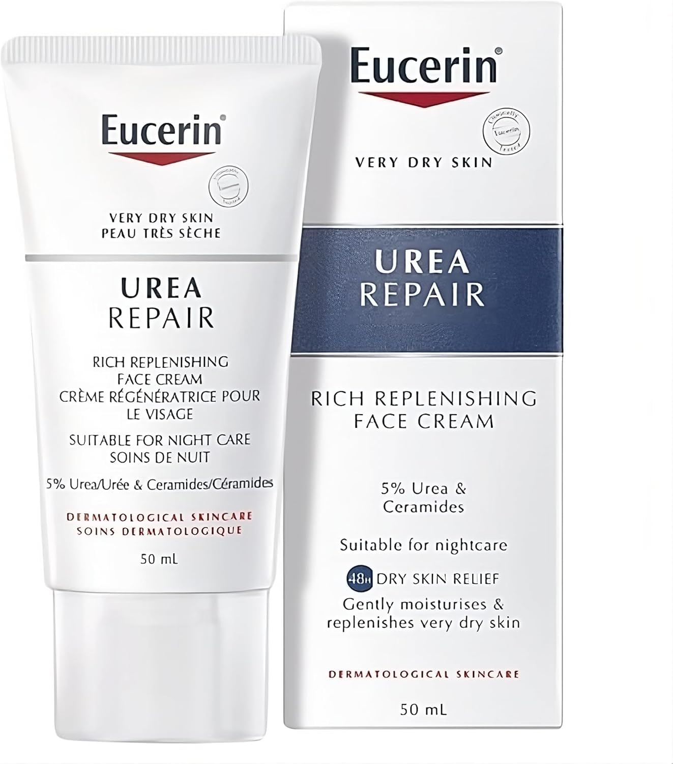 Eucerin Urea Repair Night Face Cream, 5% Urea & Ceramides, Non-Greasy, 50mL 🍁 All In One Marketplace Canada