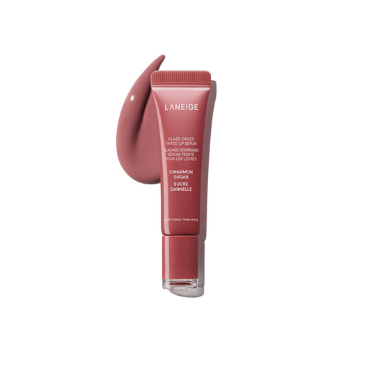 LANEIGE Glaze Craze Tinted Lip Serum, Cinnamon Sugar: Hydrating Lip Serum for Glossy, Nourished Lips with Plumping Polypeptides