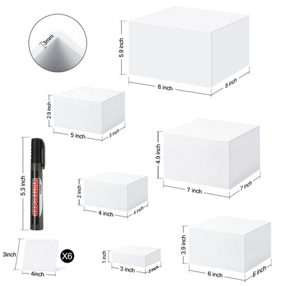 6 Pcs Buffet Risers,Acrylic Food Risers,White Dessert Stands for Buffet Table Display, Cupcake Tower, Cake Stand, Jewelry Show, Catering Events (3" + 4" + 5"+6"+7"+8") 🍁 All In One Marketplace Canada