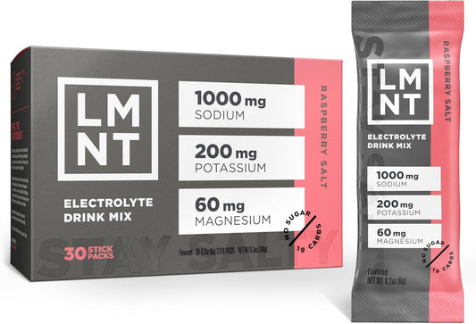 LMNT Keto Electrolyte Powder Packets | Paleo Hydration Powder | No Sugar, No Artificial Ingredients | Raspberry Salt | 30 Stick Packs