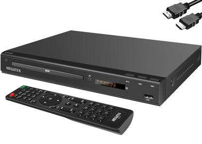 MEGATEK Region-Free HDMI DVD Player for TV, Compact CD/DVD Player with USB Port, Plays All Region DVDs & Multi Formats, Metal Housing, HDMI/RCA Cables & Remote Included