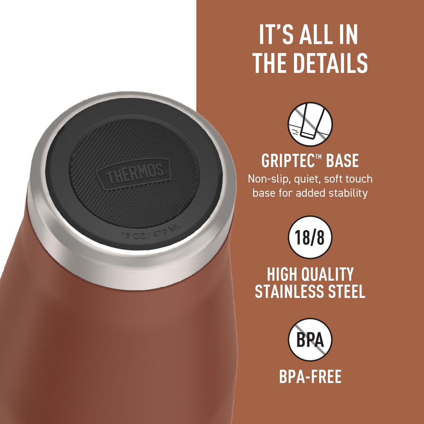 THERMOS ICON Series 16oz Stainless Steel Mug, Saddle Thermos