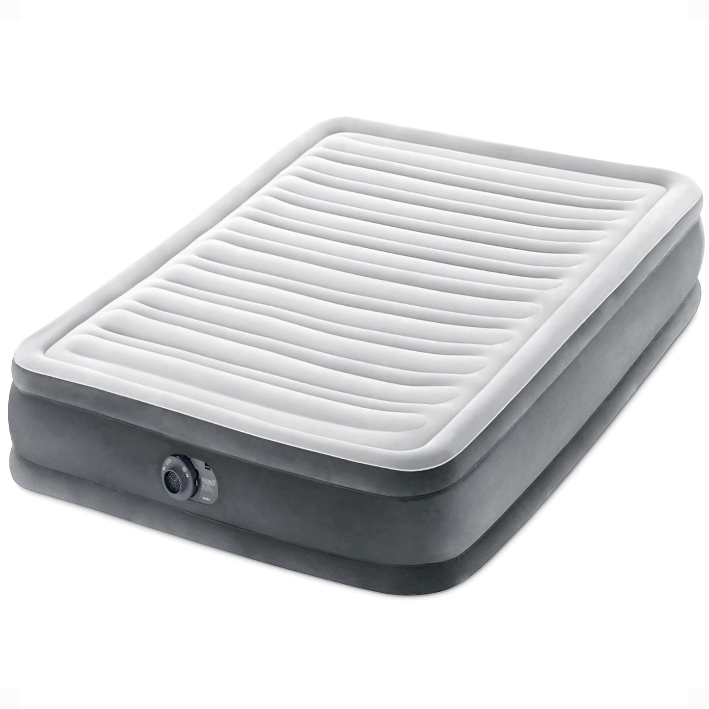 INTEX 67767ED Dura-Beam Deluxe Comfort-Plush Mid-Rise Air Mattress: Fiber-Tech – Full Size – Built-in Electric Pump – 13in Bed Height – 600lb Weight Capacity