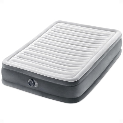 INTEX 67767ED Dura-Beam Deluxe Comfort-Plush Mid-Rise Air Mattress: Fiber-Tech – Full Size – Built-in Electric Pump – 13in Bed Height – 600lb Weight Capacity