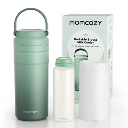 Momcozy Portable Breast Milk Cooler for Travel, 24H Ice-Free Cooling Breastmilk Storage Bottles 12oz Container, Leak Proof Outdoor Small Freezer, Baby Breastfeeding Essential Gift for New Moms