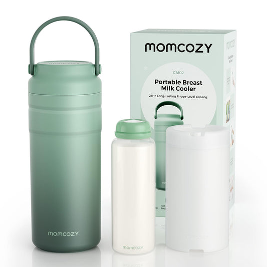 Momcozy Portable Breast Milk Cooler for Travel, 24H Ice-Free Cooling Breastmilk Storage Bottles 12oz Container, Leak Proof Outdoor Small Freezer, Baby Breastfeeding Essential Gift for New Moms