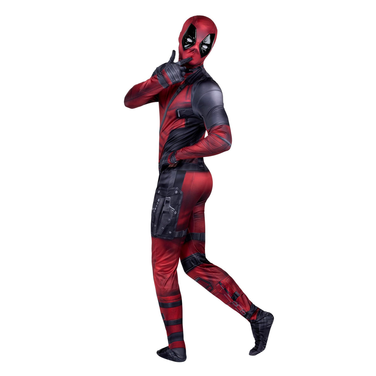 MARVEL Deadpool Official Adult Deluxe Zentai Halloween Costume - Stretch Spandex with Wrist Slits (XXS)