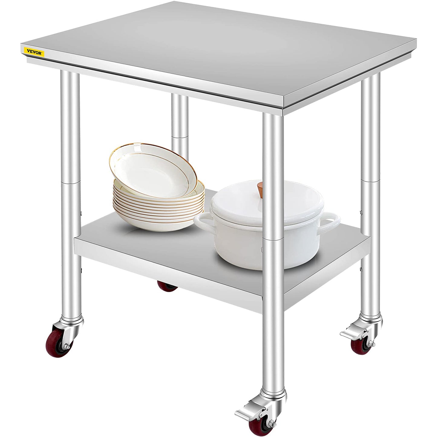 VEVOR Stainless Steel Work Table with Wheels 24 x 30 Prep Table with casters Heavy Duty Work Table for Commercial Kitchen Restaurant Business 🍁 All In One Marketplace Canada