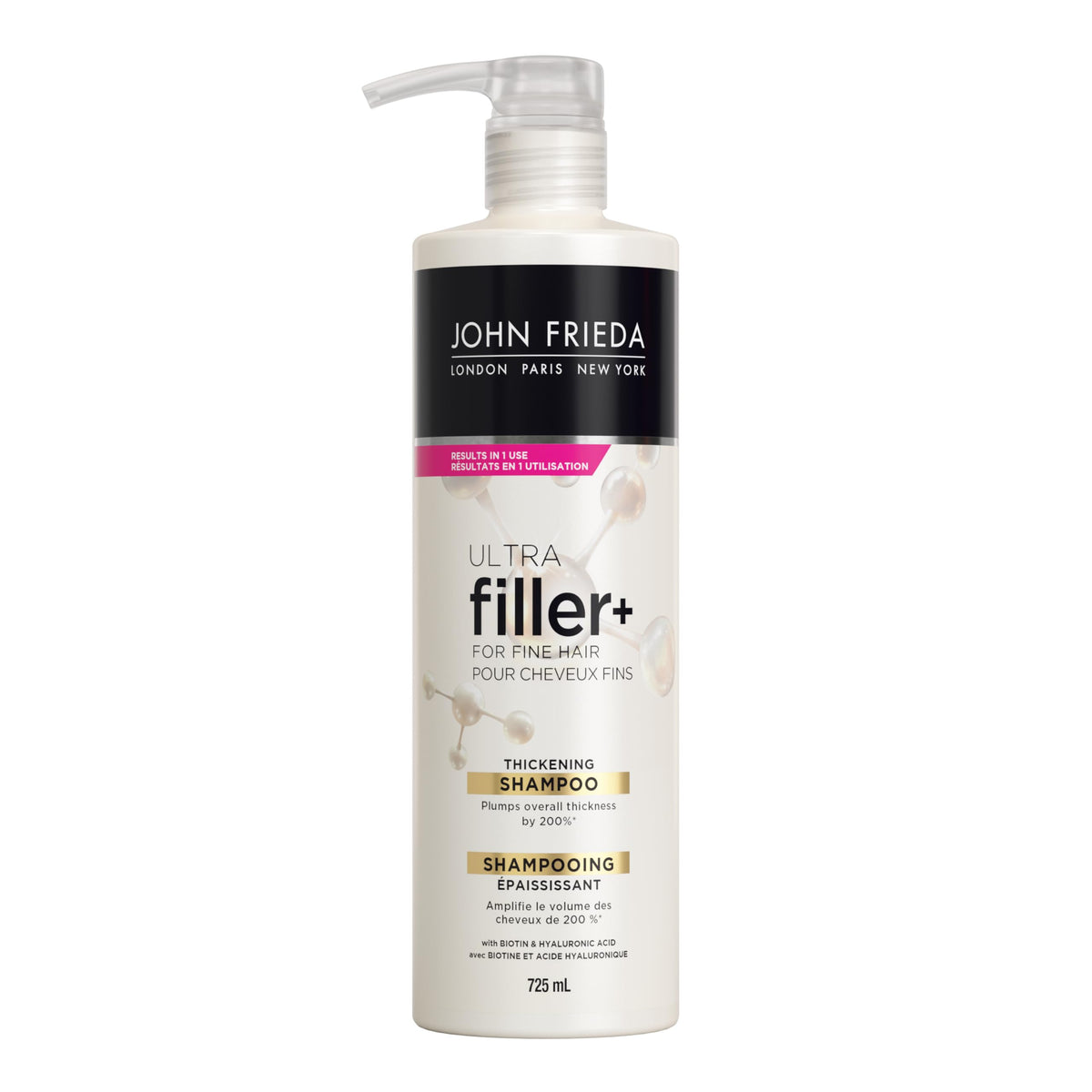 John Frieda ULTRAfiller+ Thickening Shampoo for Fine, Thin Hair | Infused wit Biotin & Hyaluronic Acid | Thicker, Fuller, Stronger hair | VALUE SIZE (725mL)