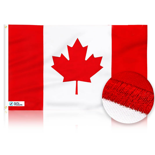 ByFloProducts Premium Canada Flag - Canadian Flags 3x5 Feet Outdoor Heavy Duty - Durable Nylon, Embroidered Maple Leaf, Quadruple Stitched, Vivid Colors - Available at All In One Marketplace Canada