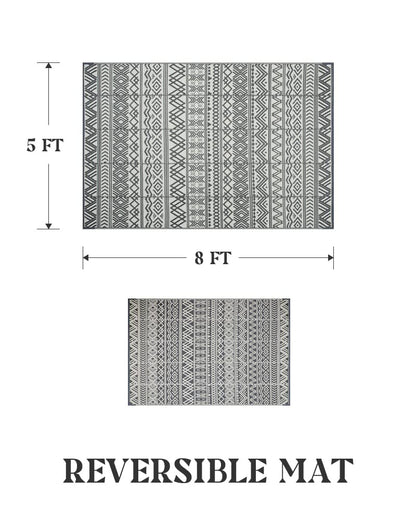 Outdoor Rug 5x8 ft Waterproof Outdoor Carpet-Patio RV Deck Camping Rug Portable Boho Rugs for Outdoor Area Rug Picnic Backyard Porch Beach Mat Grey