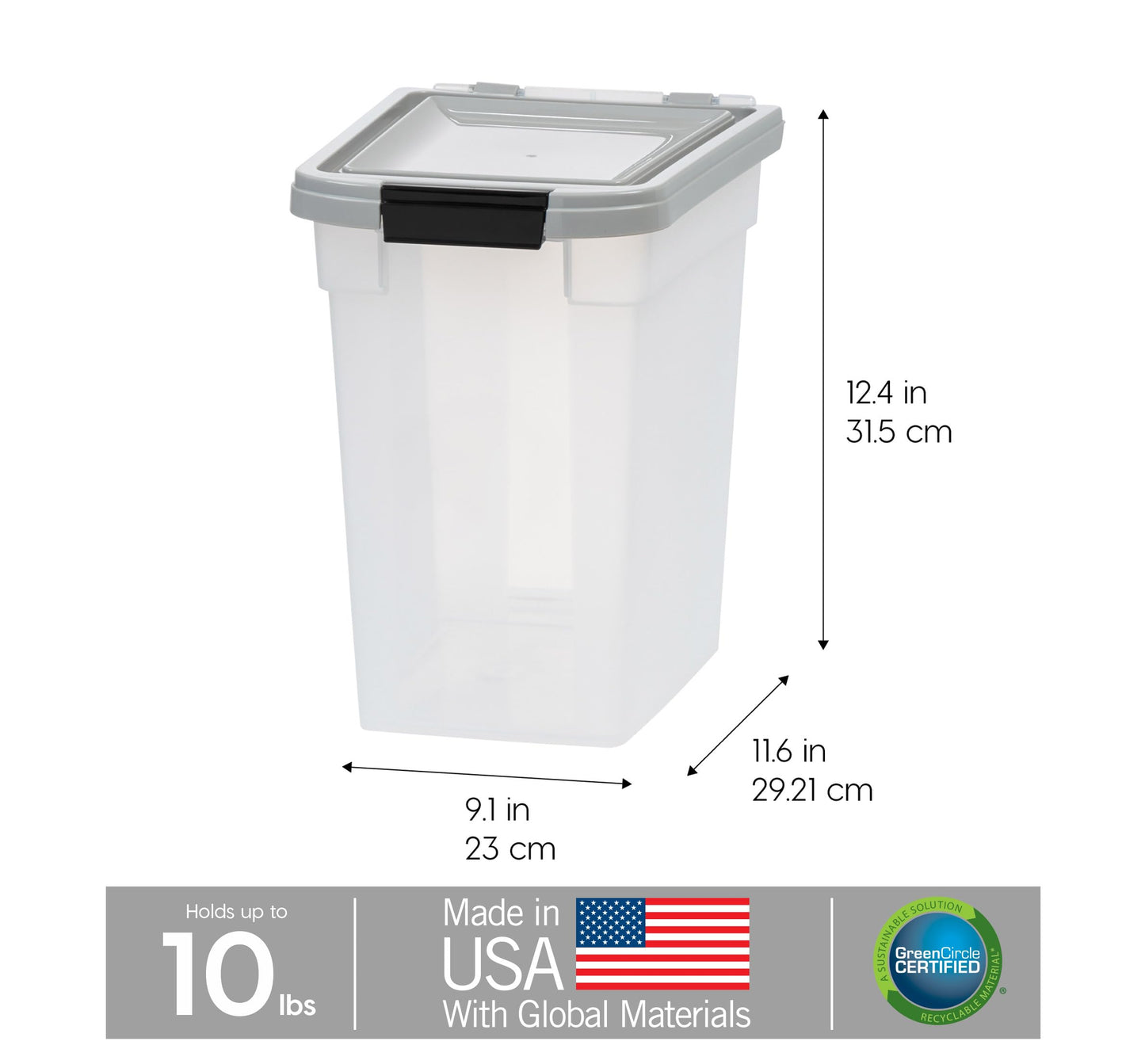 IRIS USA Dog Food Storage Container, Up to 10 lbs, Clear/Gray, Made in USA IRIS USA