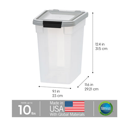 IRIS USA Dog Food Storage Container, Up to 10 lbs, Clear/Gray, Made in USA IRIS USA
