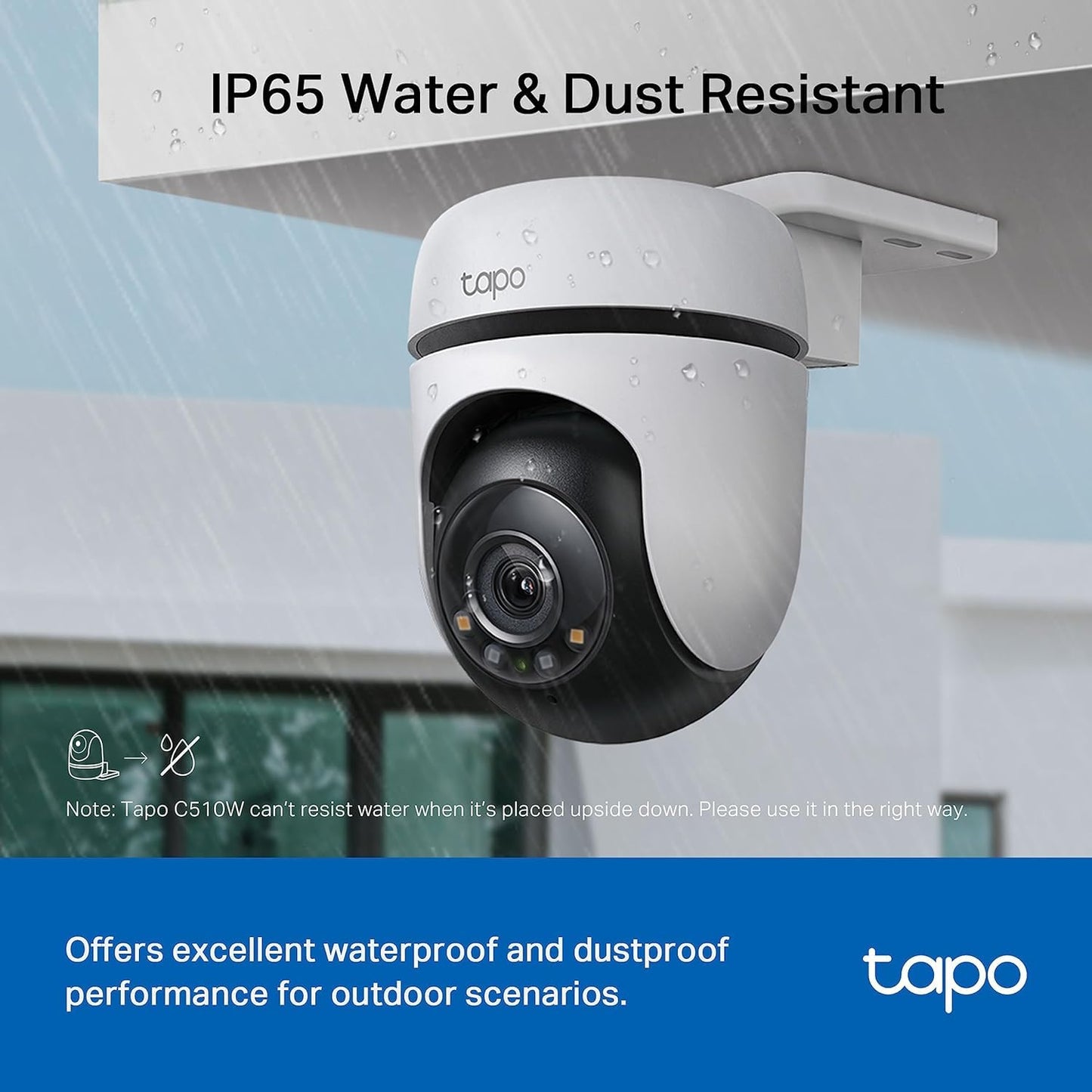 Tapo 2K 3MP QHD Pan/Tilt Outdoor Wired Security Wi-Fi Camera, 360° Visual Coverage, Full-Color Night Vision Up to 98ft, Smart Motion Tracking, Person Detection,Physical Privacy Mode(Tapo C510W)