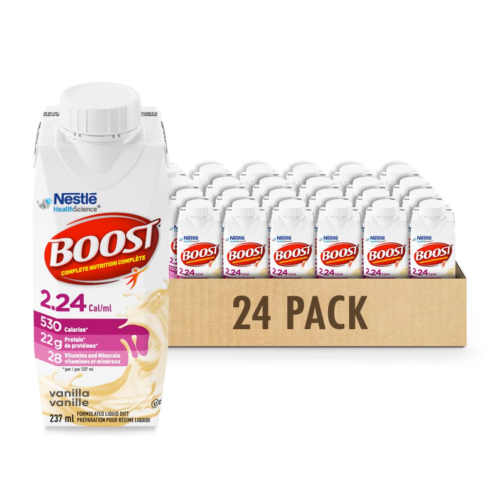 BOOST 2.24 Cal/mL Vanilla Complete Nutrition Drink, 530 Calories per Serving with 22g Protein, 24-Pack Ready-to-Drink