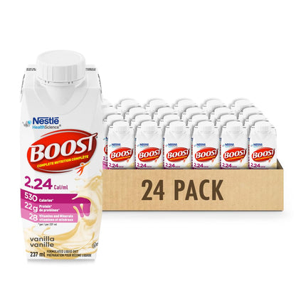BOOST 2.24 Cal/mL Vanilla Complete Nutrition Drink, 530 Calories per Serving with 22g Protein, 24-Pack Ready-to-Drink