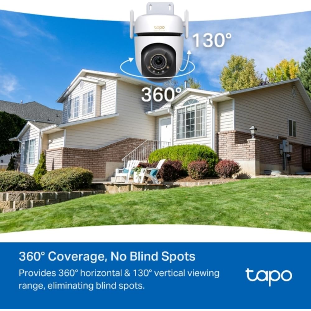 TP-Link Tapo 3K 5MP Pan/Tilt Outdoor Wired Security Wi-Fi Camera, 360° Visual Coverage, Starlight Full-Color Night Vision Up to 98ft, Person/Pet/Venicle Detection,Physical Privacy Mode (Tapo C530WS)