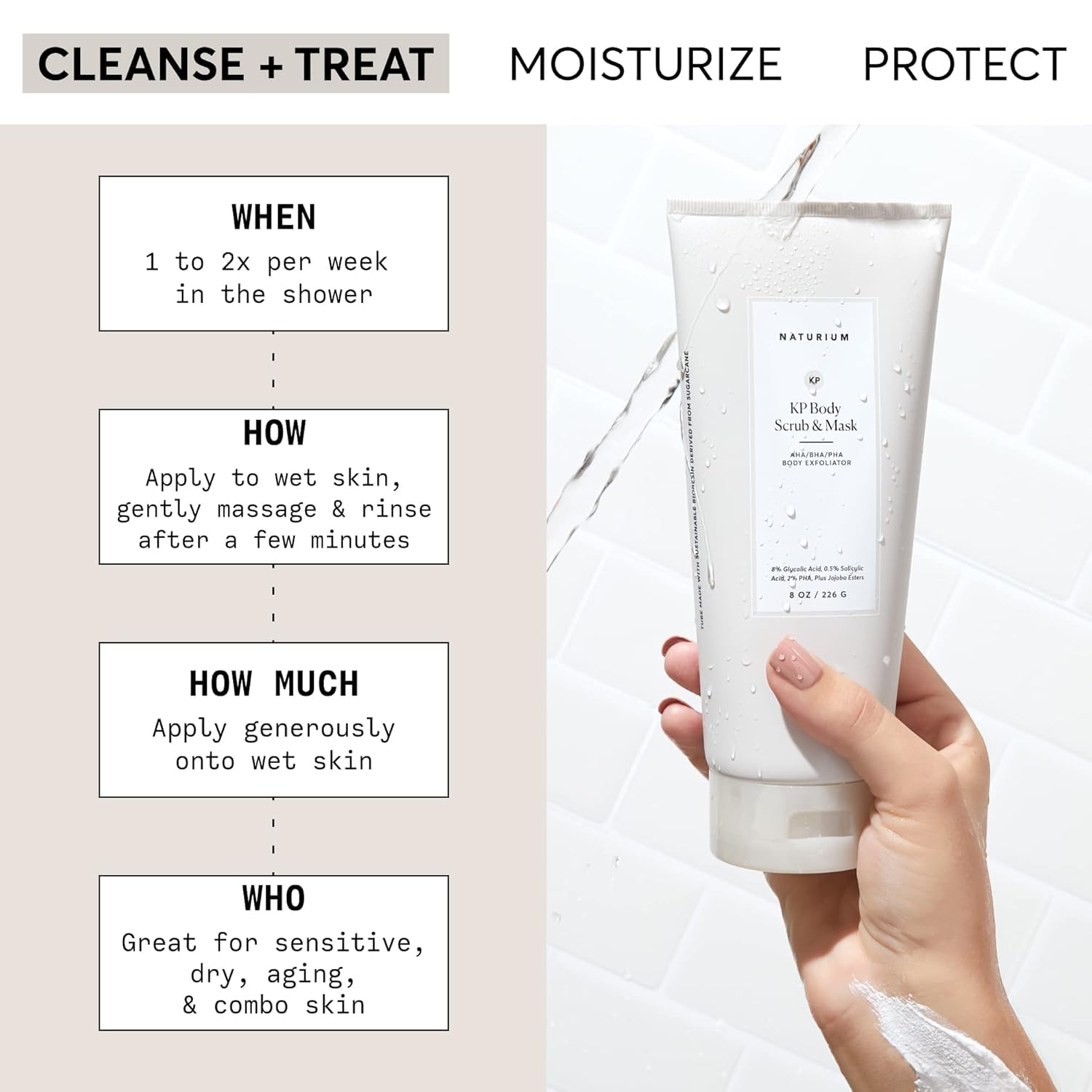 Naturium KP Body Scrub & Mask | Exfoliant for Rough and Bumpy Skin, With AHA, BHA & PHA | 8 OZ / 226 g - Available at All In One Marketplace Canada
