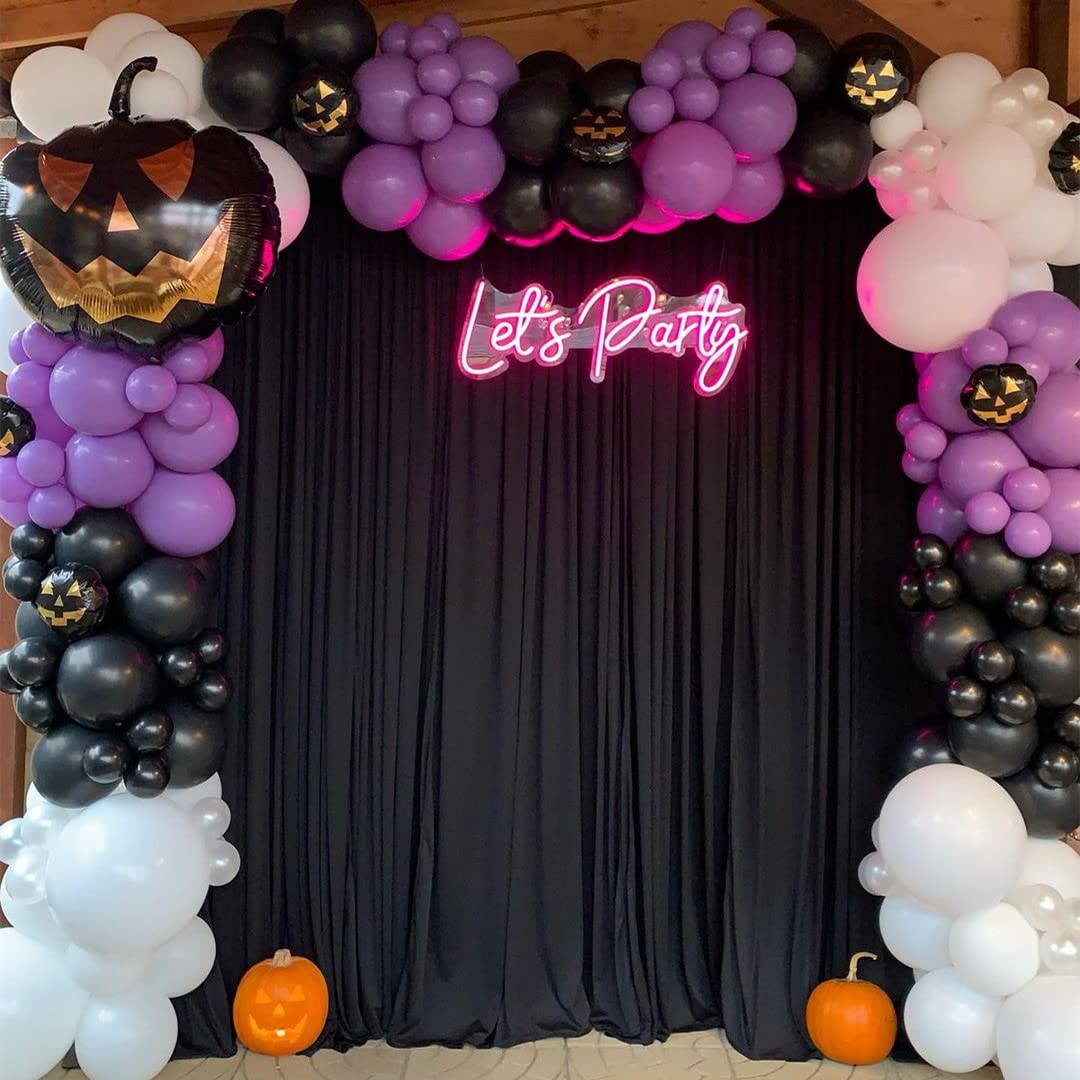 Black Backdrop Curtains 2 Panels 5ft x 8ft Polyester Photo Backdrop Drapes for Wedding Party Halloween Decorations