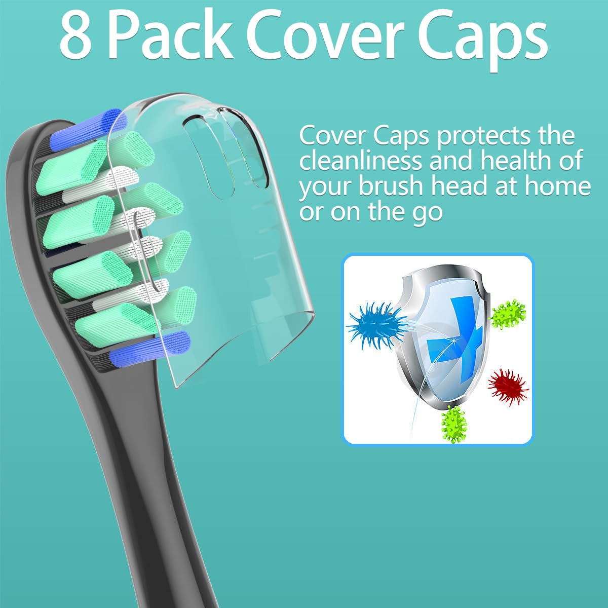 Toothbrush Head Compatible with Philips Sonicare Electric Toothbrush, Replacement Brush Heads for Phillips Sonicare 4100 5100 6100 9900 C2 W3 and More Click-on Handles (8white+8black) - Available at All In One Marketplace Canada