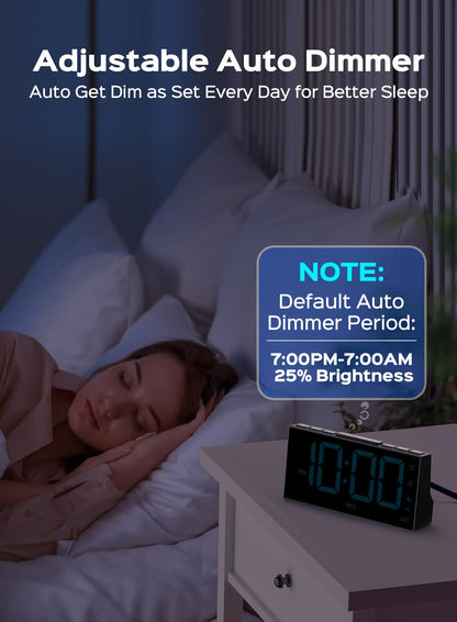 GOLOZA Digital Alarm Clocks for Bedrooms, Digital Clock with 4 Level Brightness +Off, Dual Customizable Alarms, USB Port, Power-Off Memory, Snooze, DST, 12/24H, Desk Clock for Kids Adults Elderly - Available at All In One Marketplace Canada