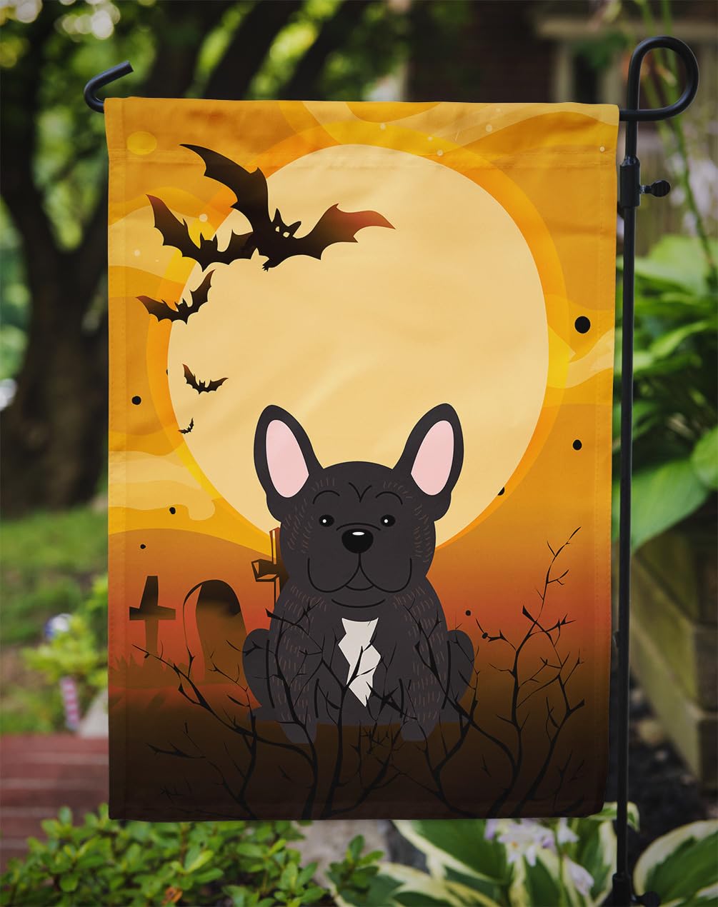 Caroline's Treasures BB4275GF Halloween French Bulldog Brindle Garden Size Flag, Small, Multicolor