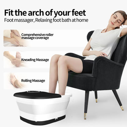 Collapsible Foot Spa Bath with Heat, Remote Control, Temperature Control, Bubbles, Pumice Stone, Red Light, Timer, 16 Massage Roller Pedicure Foot Spa Tub Foot Soaker for Soothe & Relax Tired Feet - Available at All In One Marketplace Canada