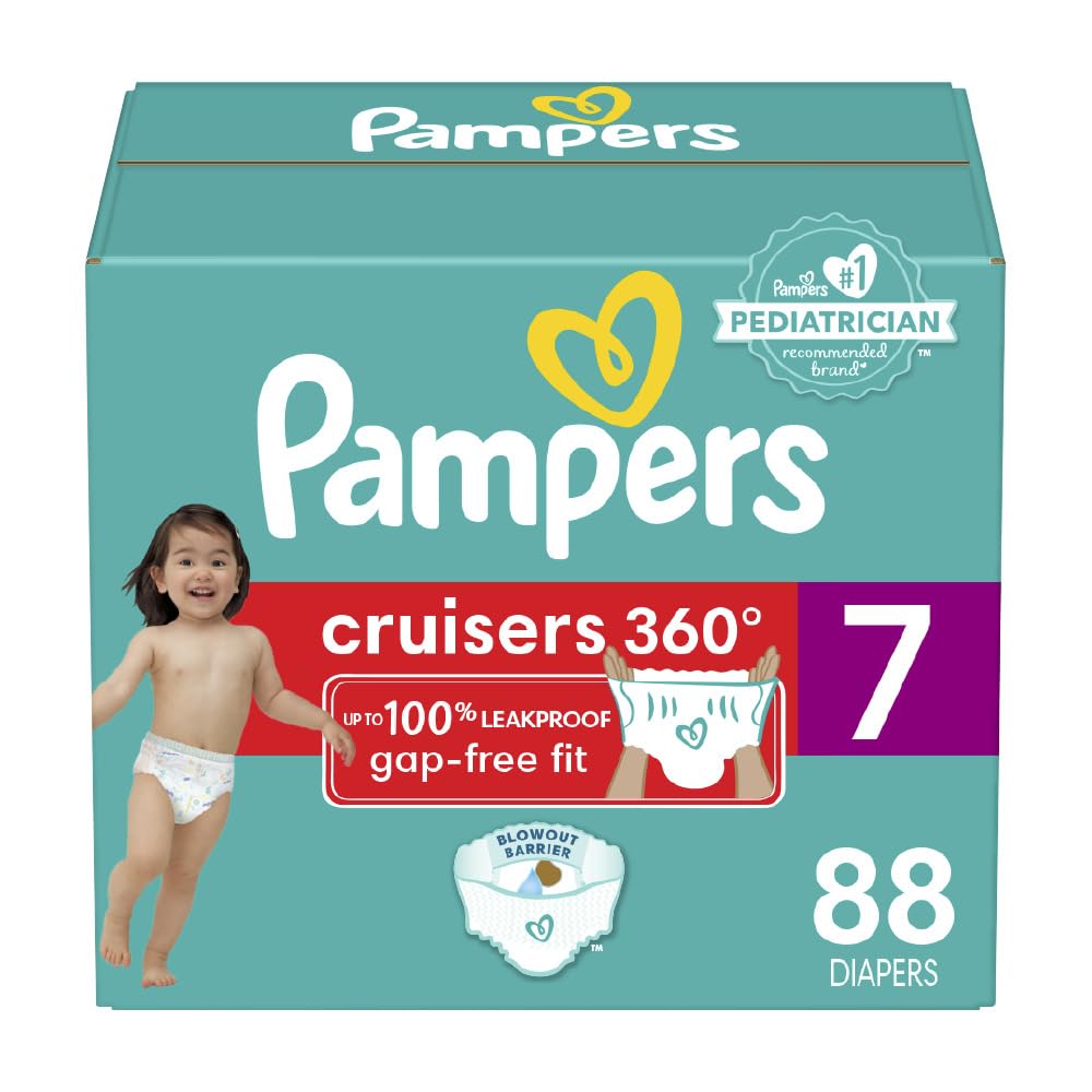 Pampers Cruisers 360 Pull-On Diapers, Size 7, Babyproof up to 100% leakproof diaper, 1 Pack (Count of 88)