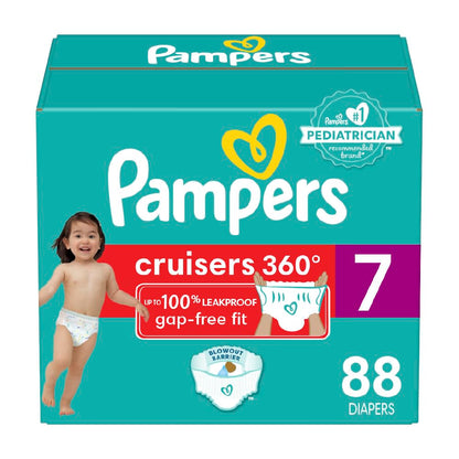 Pampers Cruisers 360 Pull-On Diapers, Size 7, Babyproof up to 100% leakproof diaper, 1 Pack (Count of 88)