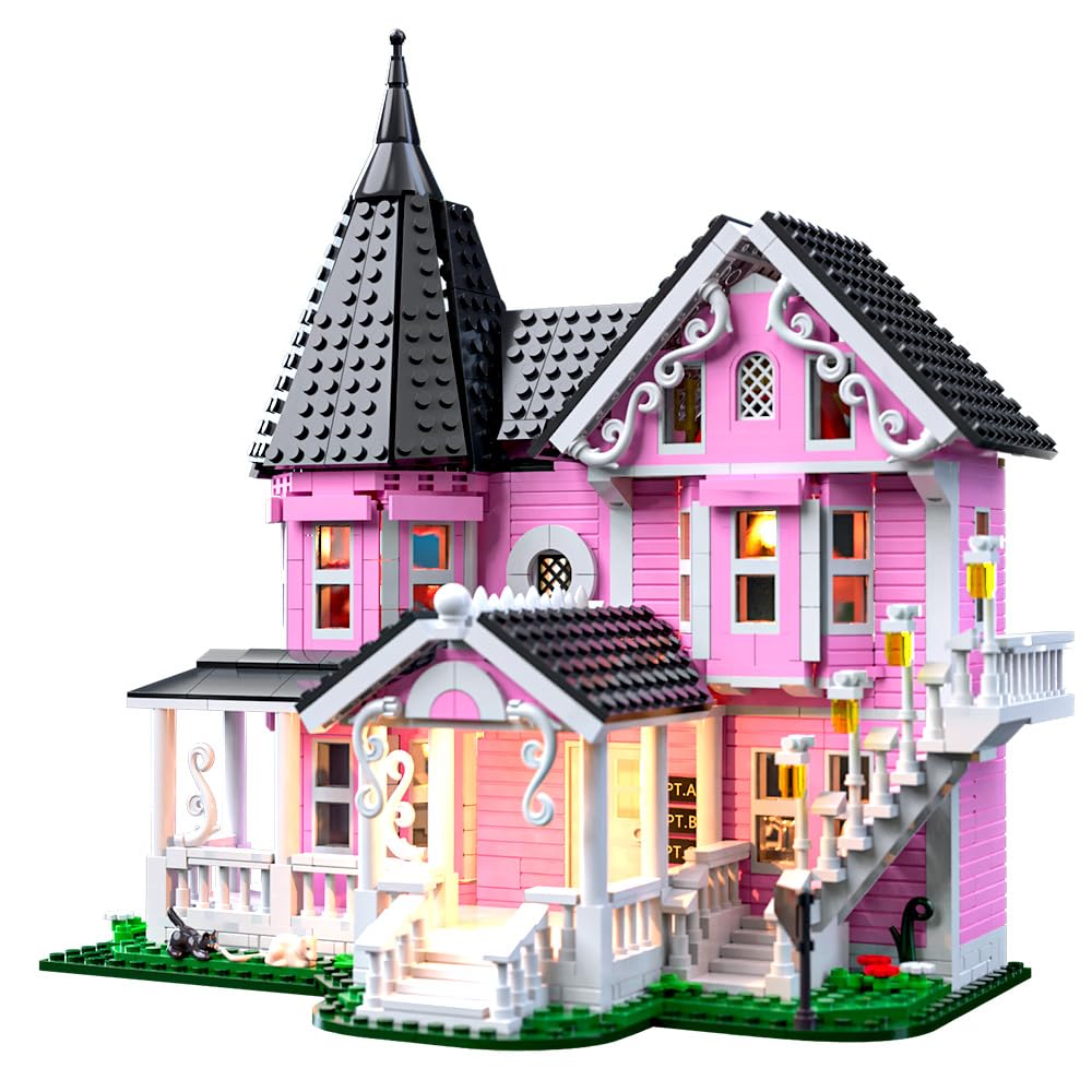 Voxifyx 1349PCS Pink Palace Building Set, Halloween Haunted House Blocks Toy, with Lights Christmas for Teens Girls 12+ ，Halloween House Kit for Kids Adults 🍁 All In One Marketplace Canada