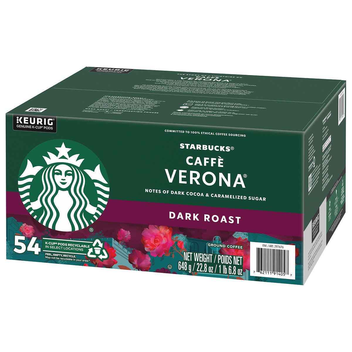 Starbucks Caffè Verona Dark Roast K-Cup Pods – 54 Pack