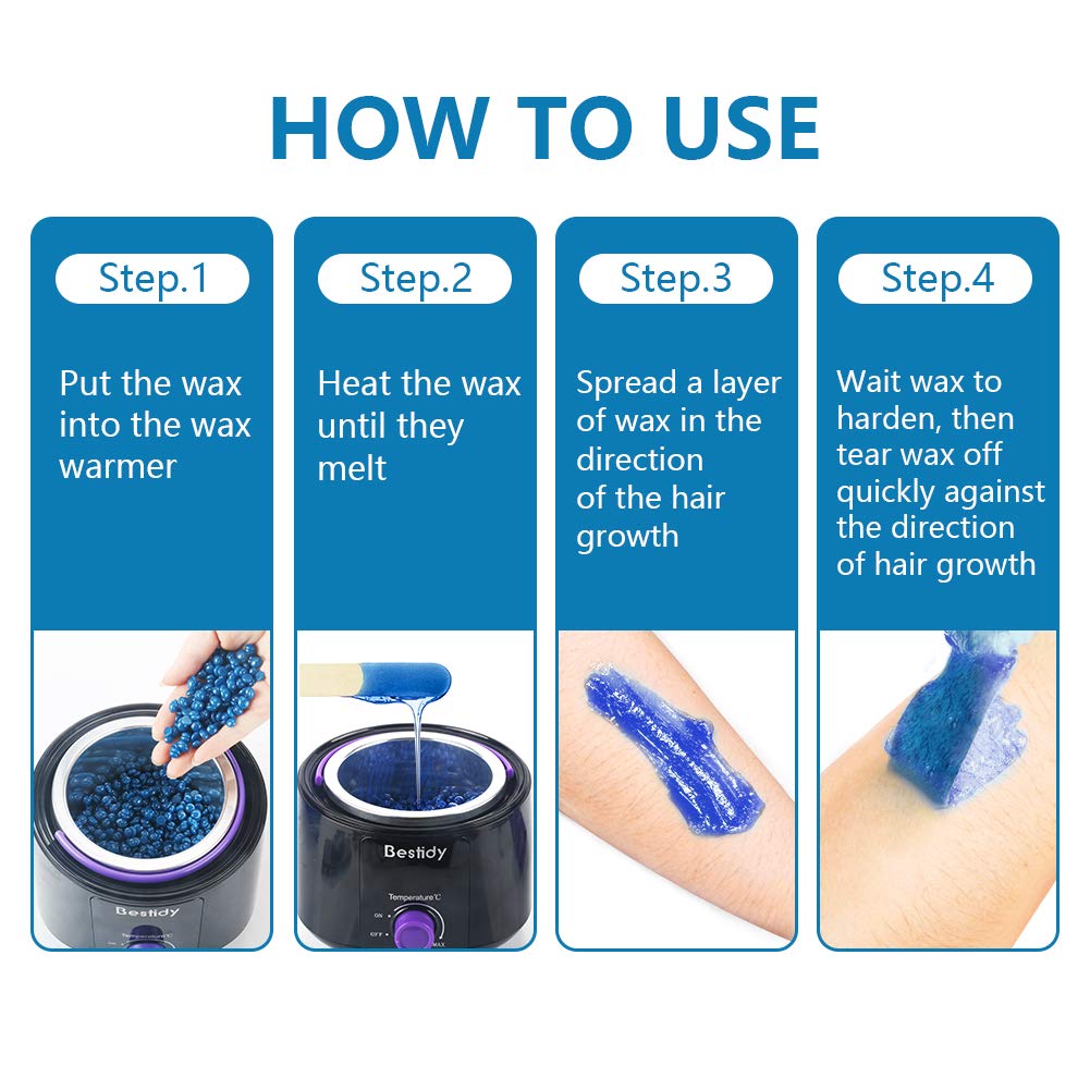 Bestidy Wax Beads, Waxing beans for Hair Removal, Women Men, Home Waxing for All Body and Brazilian Bikini Areas (Blue-1000g) - Available at All In One Marketplace Canada