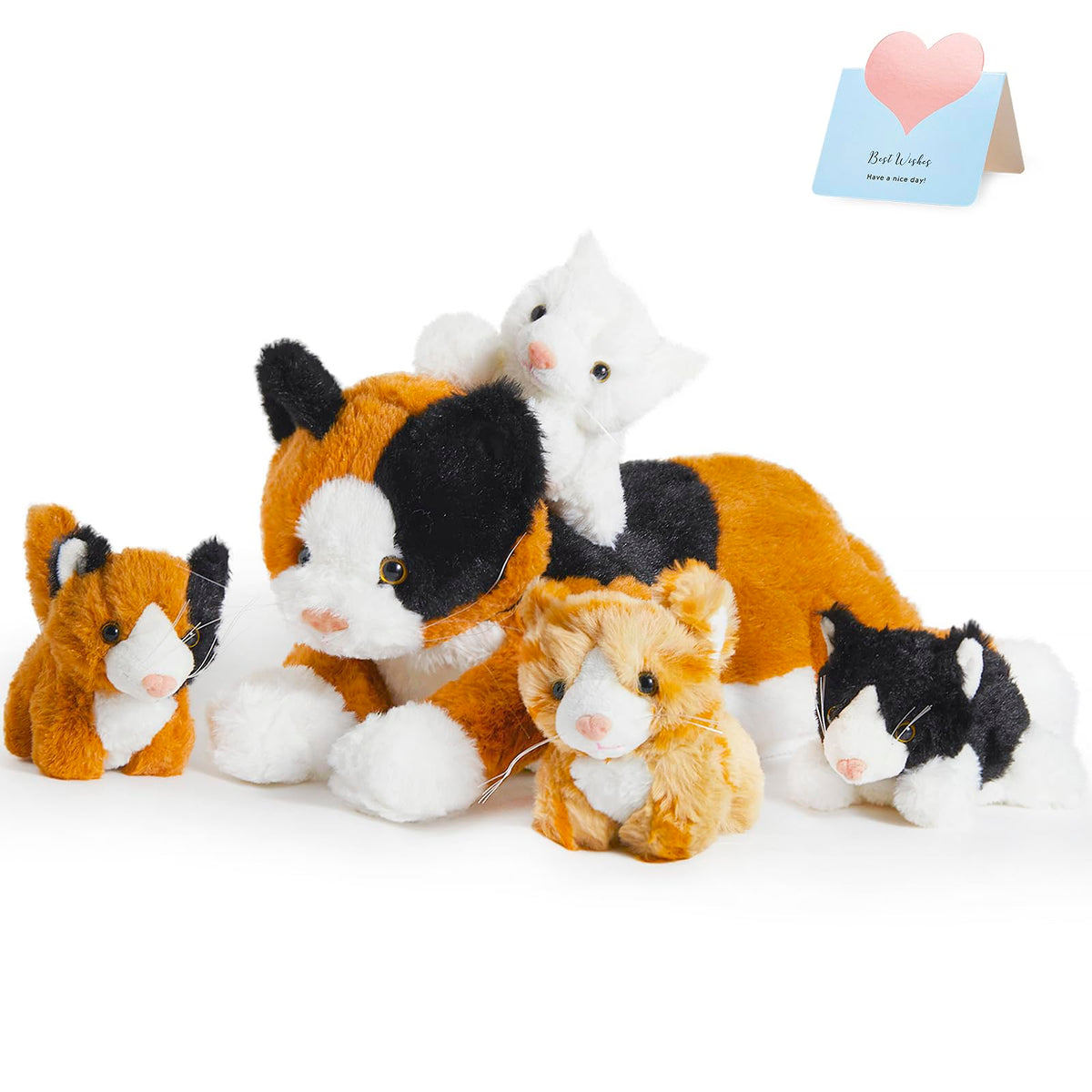 Houwsbaby Mommy Cat Stuffed Animal with 4 Baby Cats Christmas Valentines Birthday Gifts 5 Pieces Stuffed Animal Cat Set Birthday for Girls and Boys 20” 🍁 All In One Marketplace Canada