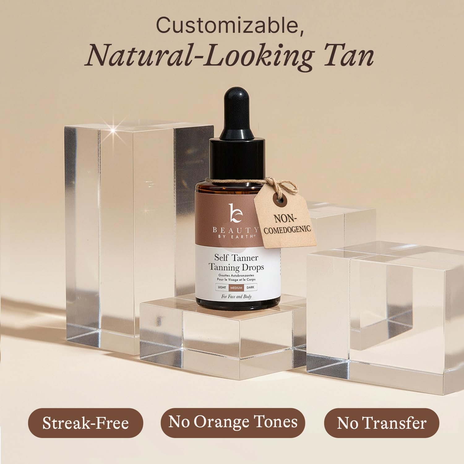Self Tanning Drops - Natural & Organic Ingredients, Medium Face Tanning Drops to Add to Lotion, Moisturizing Bronzing Tanner for Face & Body, Toxin Free Tanner for Fake Tan - Available at All In One Marketplace Canada