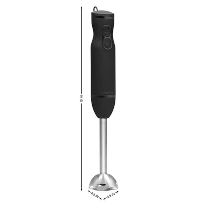 Chefman Immersion Blender, 300W Hand Blender with Stainless Steel Blades, Powerful Electric Ice Crushing 2-speed Control Handheld Food Mixer, Purées, Smoothies, Shakes, Sauces & Soups, Black Chefman