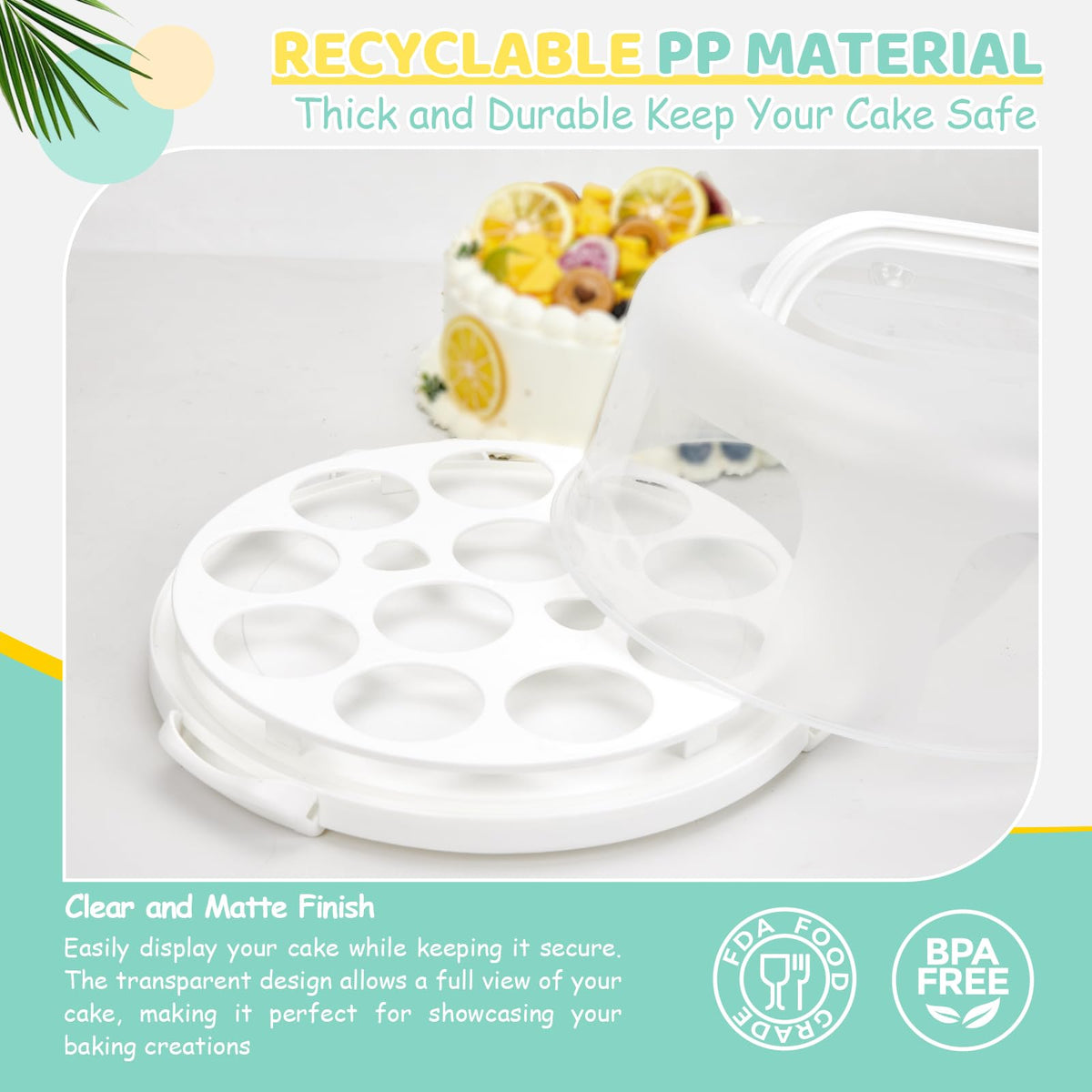 Ohuhu Cake Carrier with Handle, Portable Round Container, White, 10 in 🍁 All In One Marketplace Canada