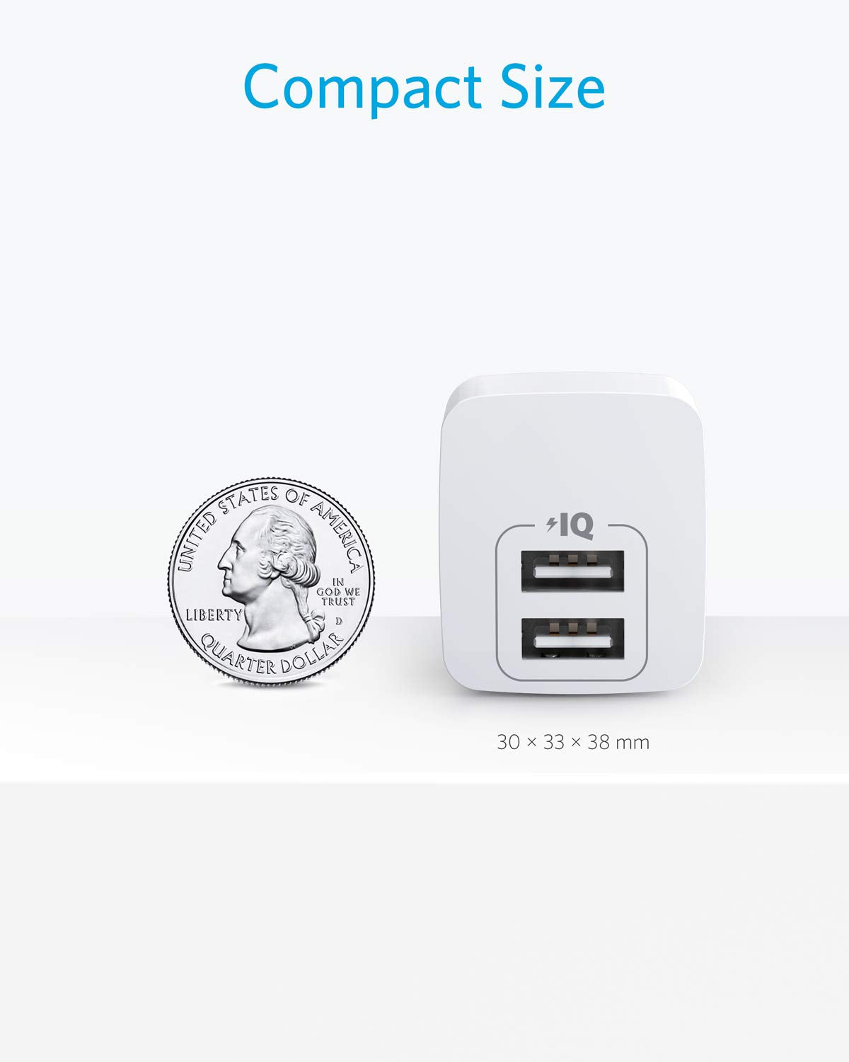 Anker 2-Pack Dual Port 12W USB A Charger Block with Foldable Plug, Charging Box Brick, Cube for iPhone 16 15 14 13 12 Pro Max, Galaxy S22 S21 Note 20