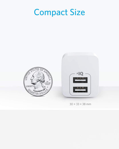 Anker 2-Pack Dual Port 12W USB A Charger Block with Foldable Plug, Charging Box Brick, Cube for iPhone 16 15 14 13 12 Pro Max, Galaxy S22 S21 Note 20