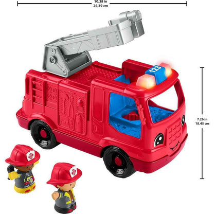 Fisher-Price Little People Toddler Toy Fire Truck Musical Push-Along Vehicle with 2 Figures for Pretend Play Ages 1+ Years Fisher-Price