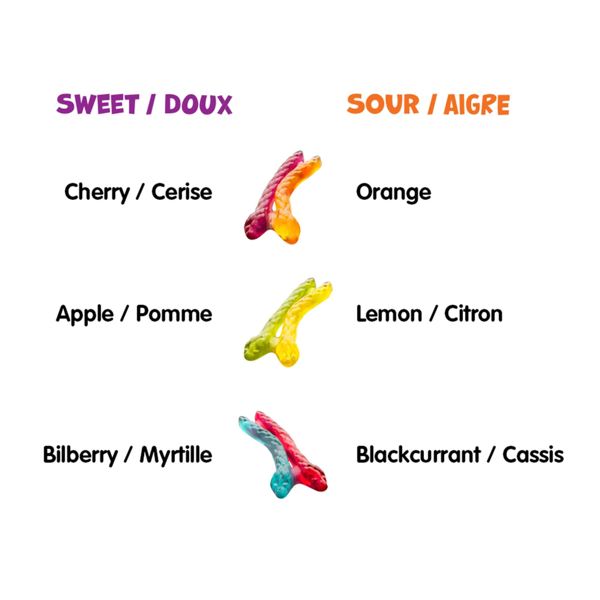 Haribo Twin Snakes Sweet & Sour Gummy Candy, 6 Fruity Flavours, No Artificial Colours - Pack of 12 Box (175g)