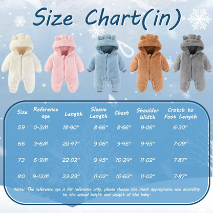AiWMGL Baby Bear Hooded Fleece Romper Snowsuit, White, 0-3 M 🍁 All In One Marketplace Canada