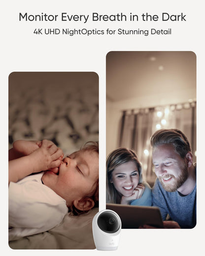 eufy Baby Monitor E21 with 4K Camera, Hybrid Wi-Fi and No Wi-Fi Connection, App and Monitor Control, Ultra-Clear Night View, Pan-Tilt, 8× Zoom, Portable Camera with Built-In Battery, ANR, Smart Alerts - Available at All In One Marketplace Canada