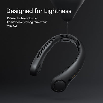 JISULIFE Portable Neck Fan Upgraded, Neckbrace Personal Hands Free, 5 Speed Gears Adjustment, 5000 mAh Wearable Bladeless Quiet Rechargeable for Outdoor Indoor, Gifts for Women Men- Black