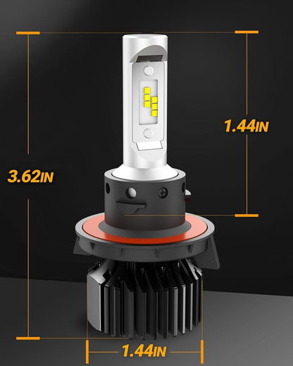 SEALIGHT H13 9008 LED Headlight Bulbs 50000LM 800% Brightness, Dual Hi/Lo Beam, 6000K Cool White, High Low Beam H13 Halogen Replacement, Plug and Play, IP67 Waterproof, Pack of 2