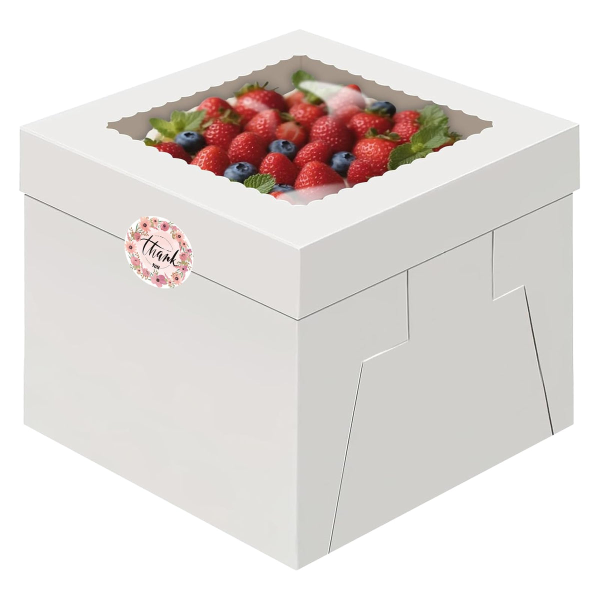 Savveffort 3 Set 10x10x8in Cake Boxes with Stickers,White Bakery Boxes with Window,Baking Box, Tall Cake Box, Suitable for Birthday, Party, Wedding, Banquet 🍁 All In One Marketplace Canada